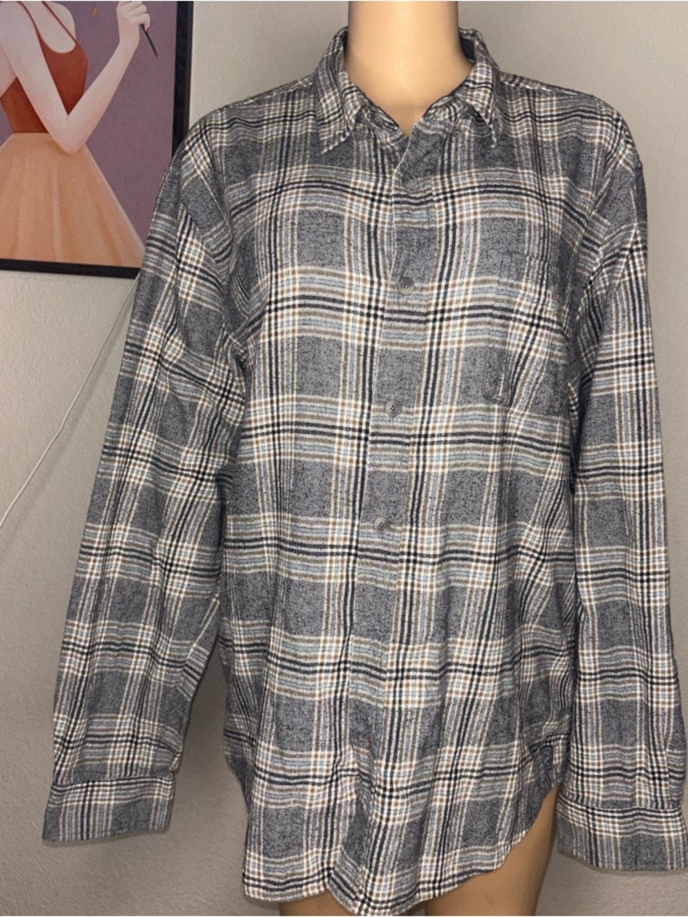 Weatherproof Men's Gray Plaid Button-Front Shirt